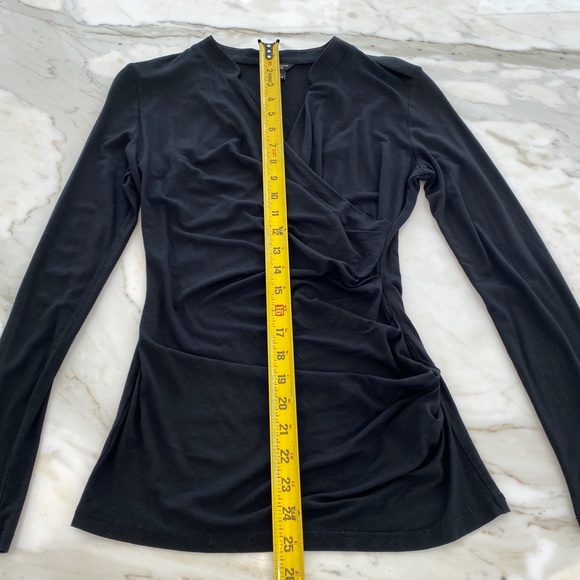 ANN TAYLOR BLACK FAUX WRAP TOP SIZE SMALL PETITE NWOTS! - Picture 15 of 16